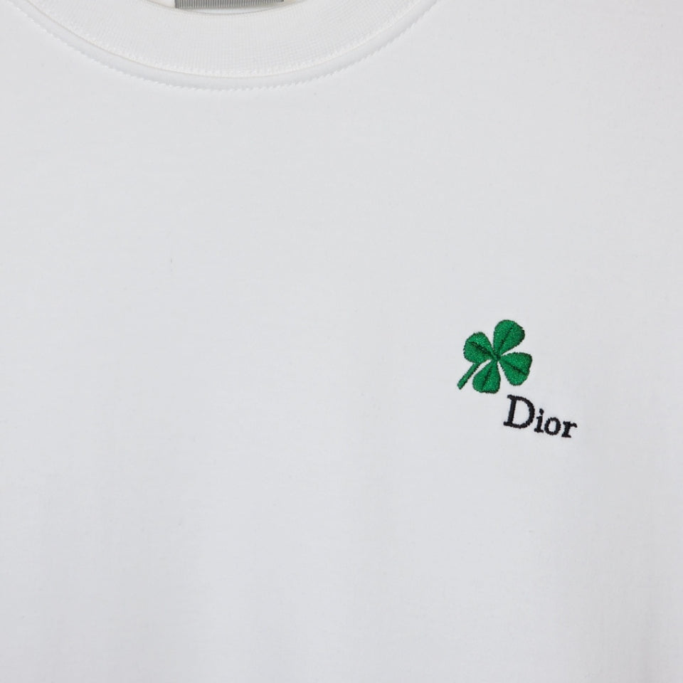 T-Shirt Christian Dior - À broderie Dior Clover - coupe regular - Blanc