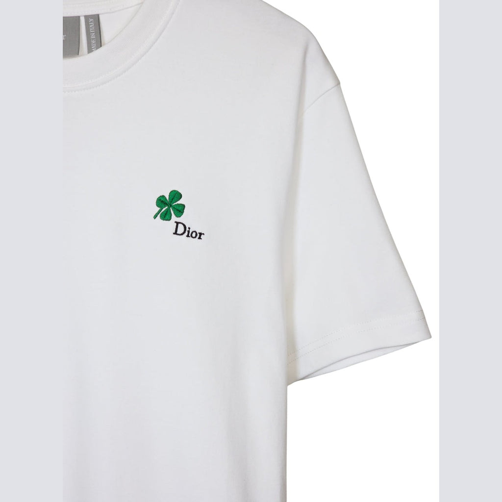 T-Shirt Christian Dior - À broderie Dior Clover - coupe regular - Blanc