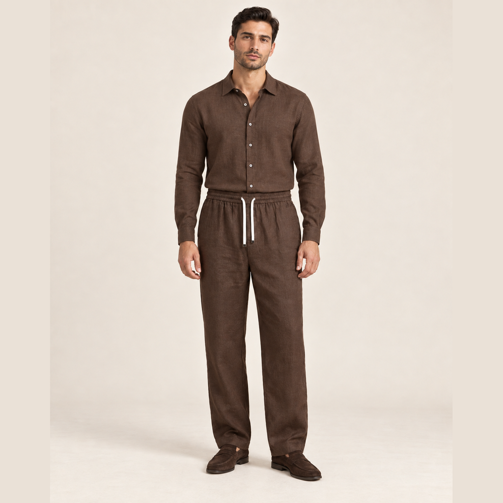 Pantalon Loro Piana - Lin - Bun Chocolat