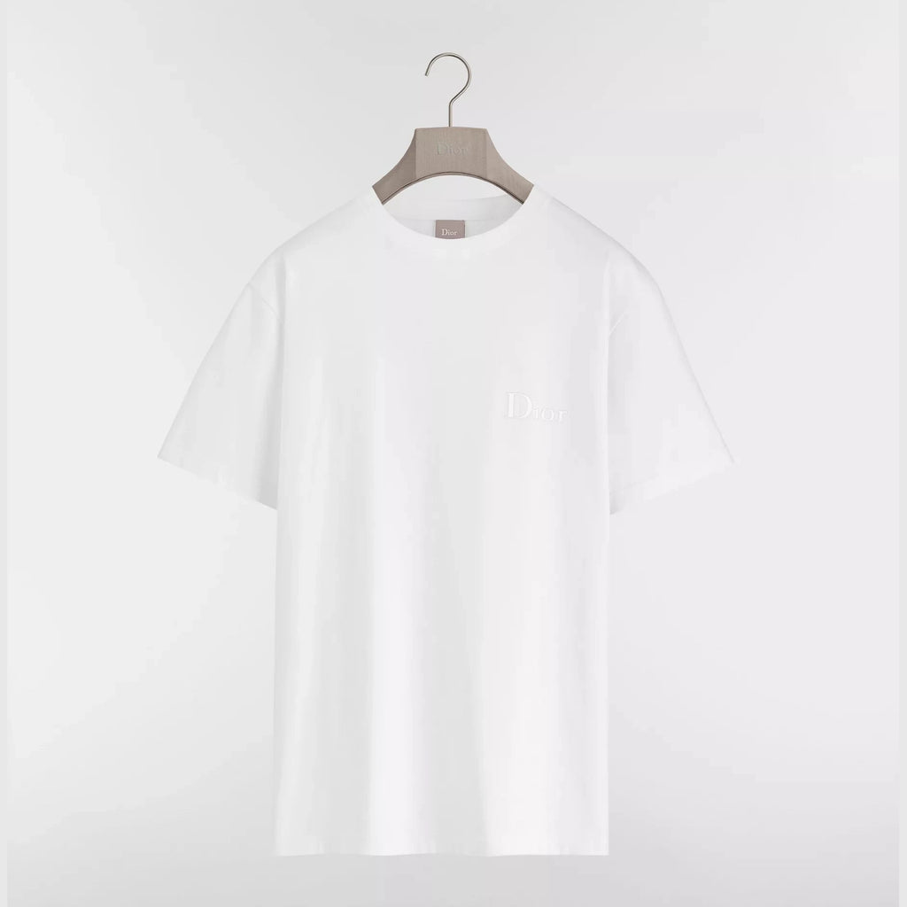 T-Shirt Dior - Logo Brodé - Coupe Relax - Blanc