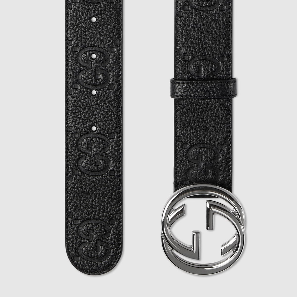 Ceinture Gucci - Large avec boucle à détail GG enlacés