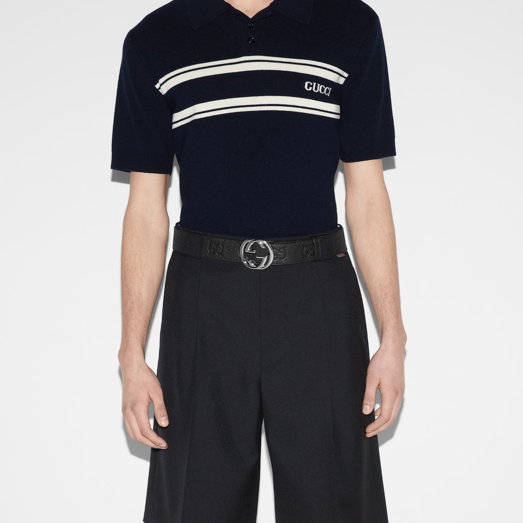 Ceinture Gucci - Large avec boucle à détail GG enlacés