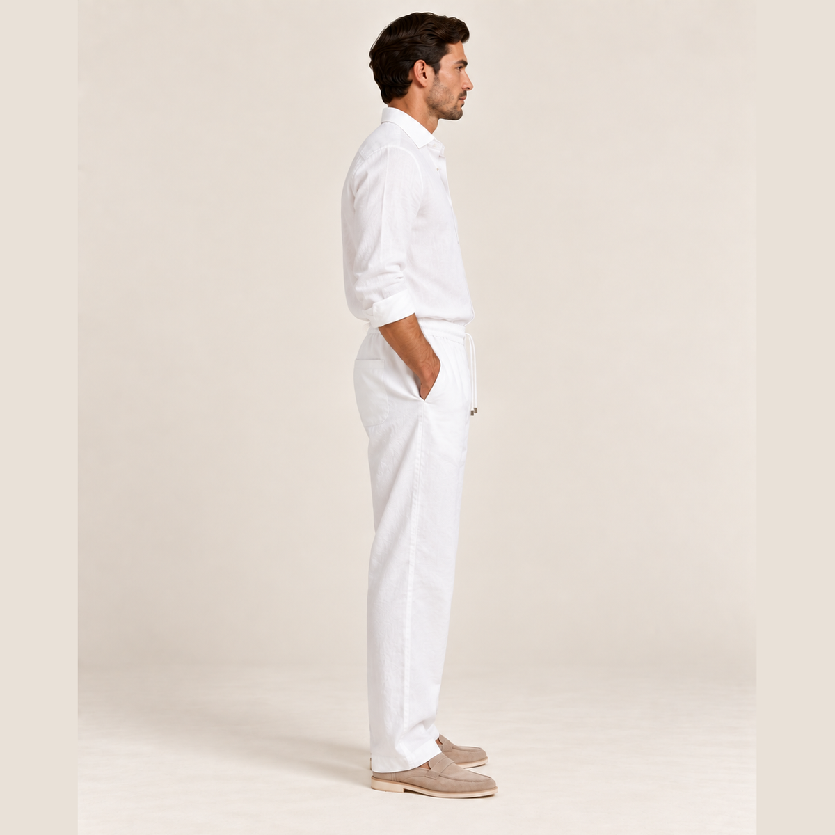 Pantalon Loro Piana - Lin - Blanc