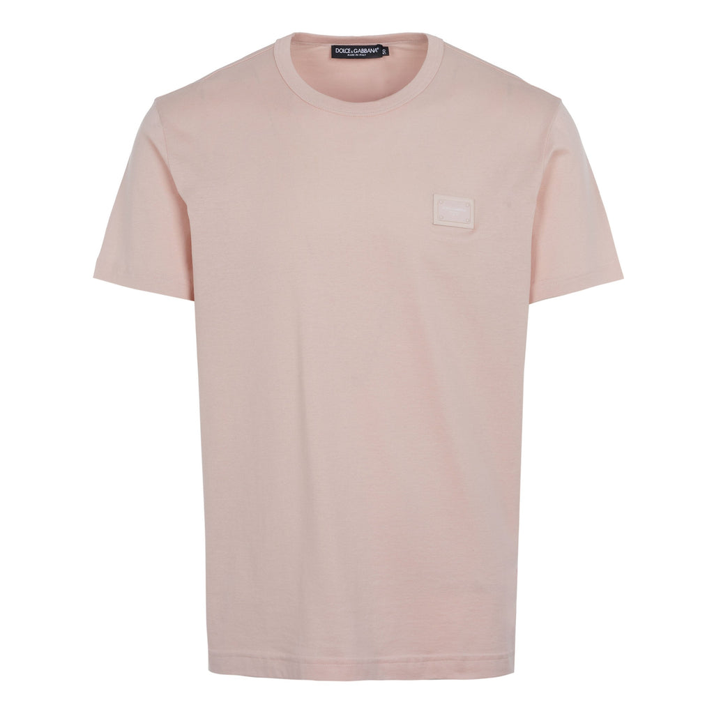 T-shirt Dolce & Gabbana - Coton avec plaquette à logo - Creamy