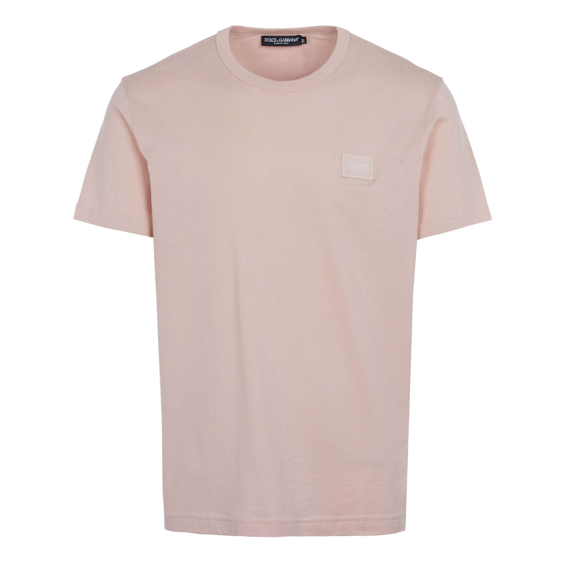 T-shirt Dolce & Gabbana - Coton avec plaquette à logo - Creamy