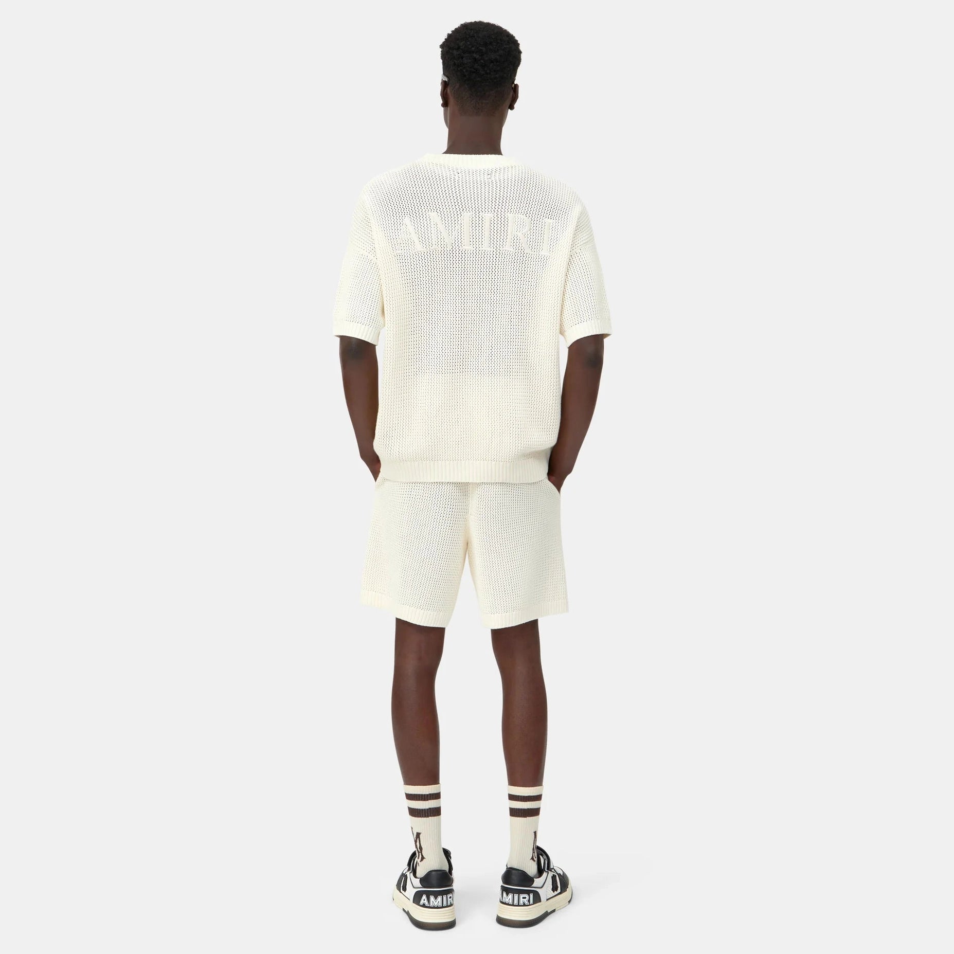 T-Shirt Amiri - Maille crochetée de coton - Ivory