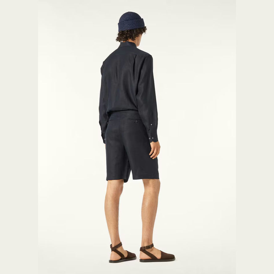 Chemise Loro Piana - André - Lin - Bleu Marine