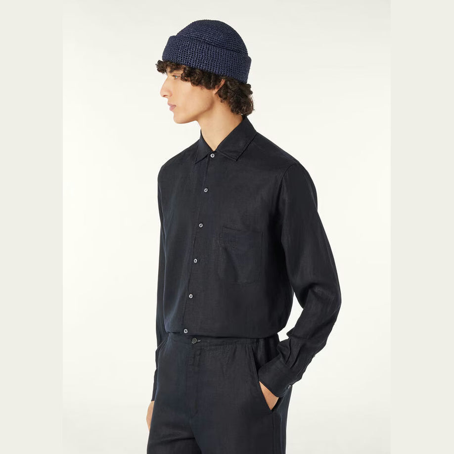 Chemise Loro Piana - André - Lin - Bleu Marine
