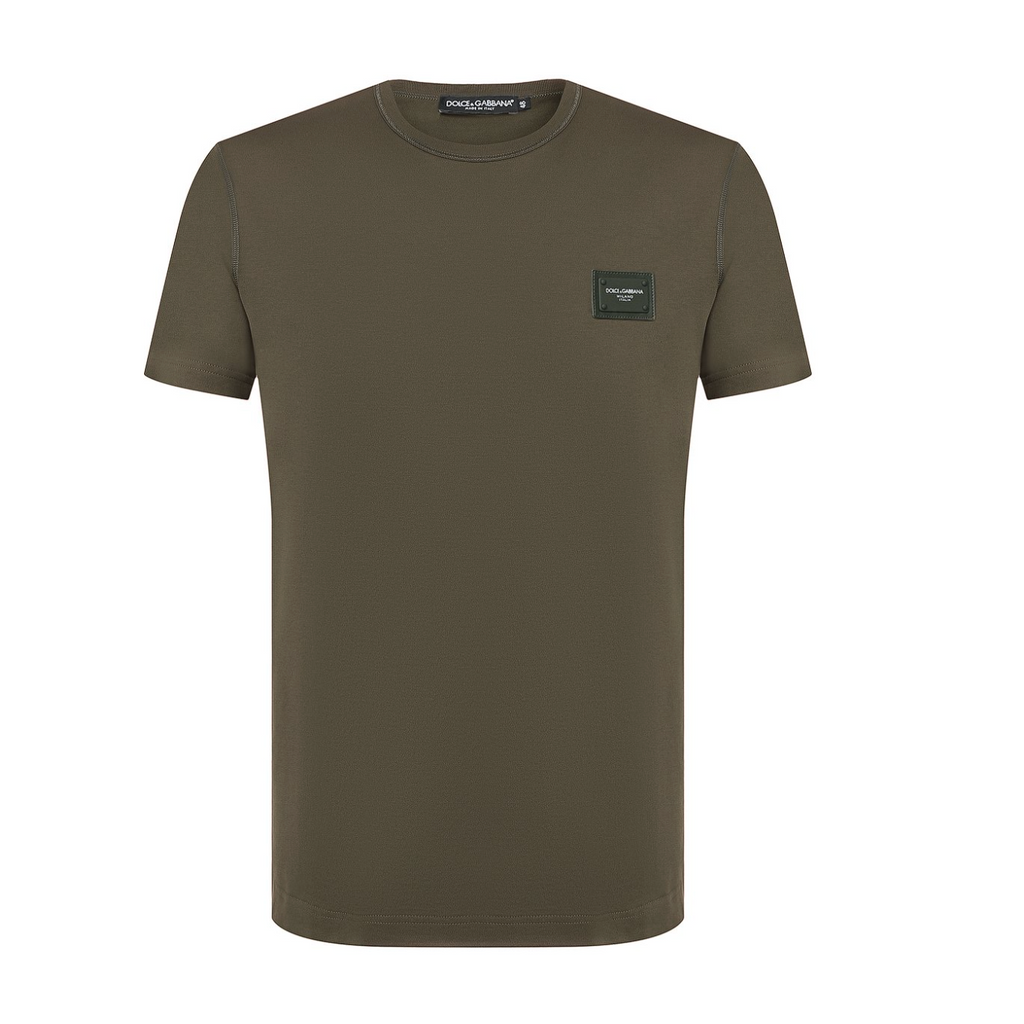 T-shirt Dolce & Gabbana - Coton avec plaquette à logo - Vert