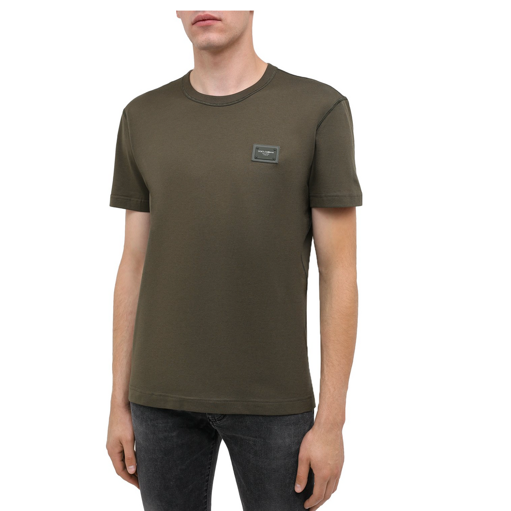 T-shirt Dolce & Gabbana - Coton avec plaquette à logo - Vert