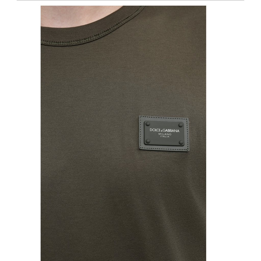 T-shirt Dolce & Gabbana - Coton avec plaquette à logo - Vert