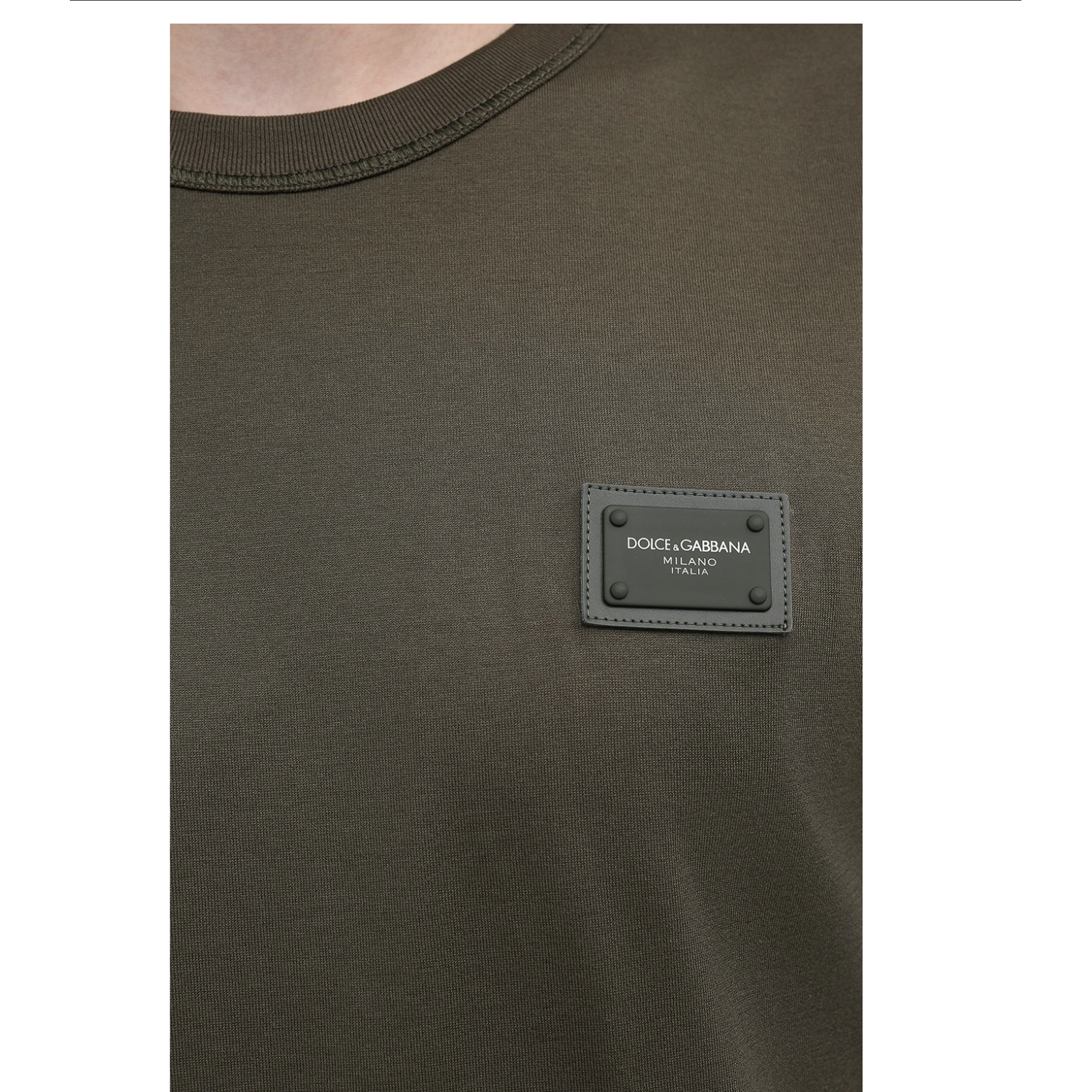 T-shirt Dolce & Gabbana - Coton avec plaquette à logo - Vert