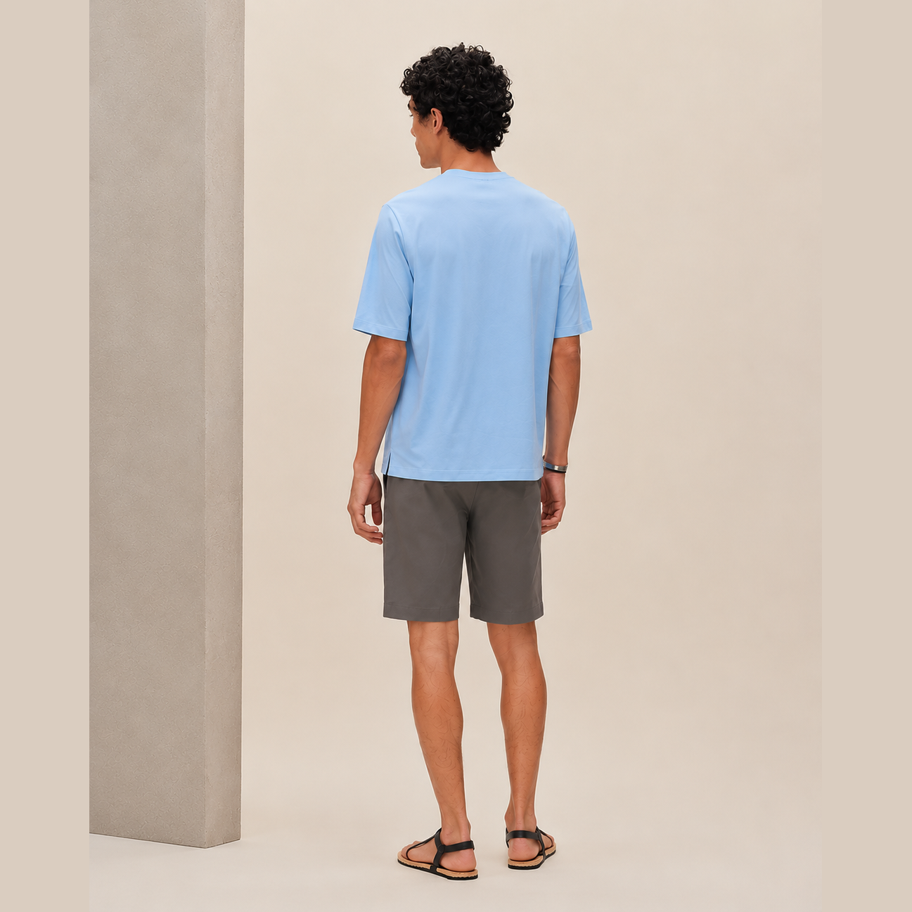 T-Shirt Hermes - Mini patch cuir « H'Cheval » - Bleu ciel