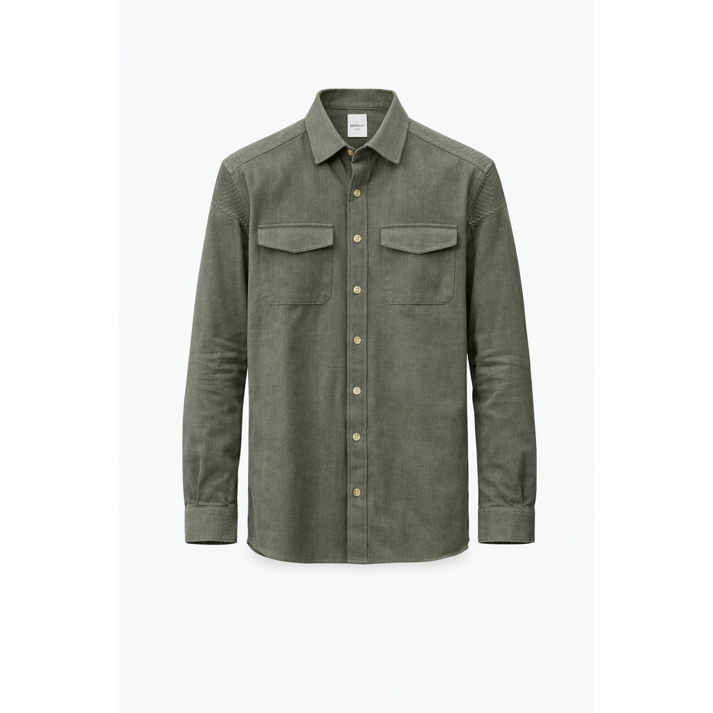 Chemise Berluti en Coton Texturé – Vert Olive