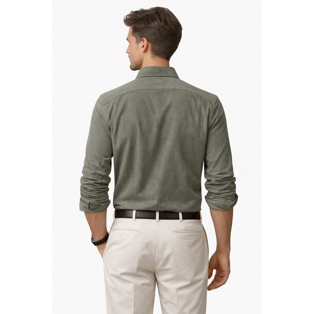 Chemise Berluti en Coton Texturé – Vert Olive