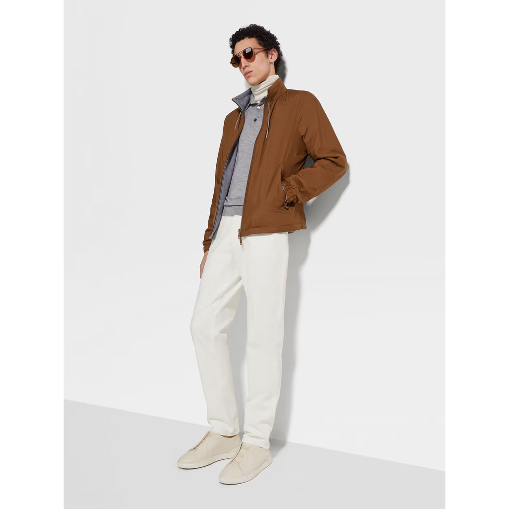 Bomber Zegna - Réversible Brezza en Microfibre - Marron/Gris