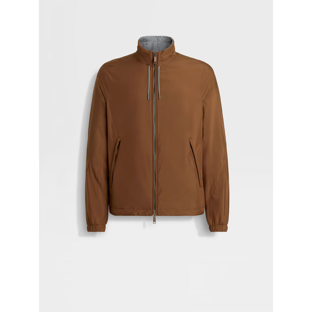 Bomber Zegna - Réversible Brezza en Microfibre - Marron/Gris