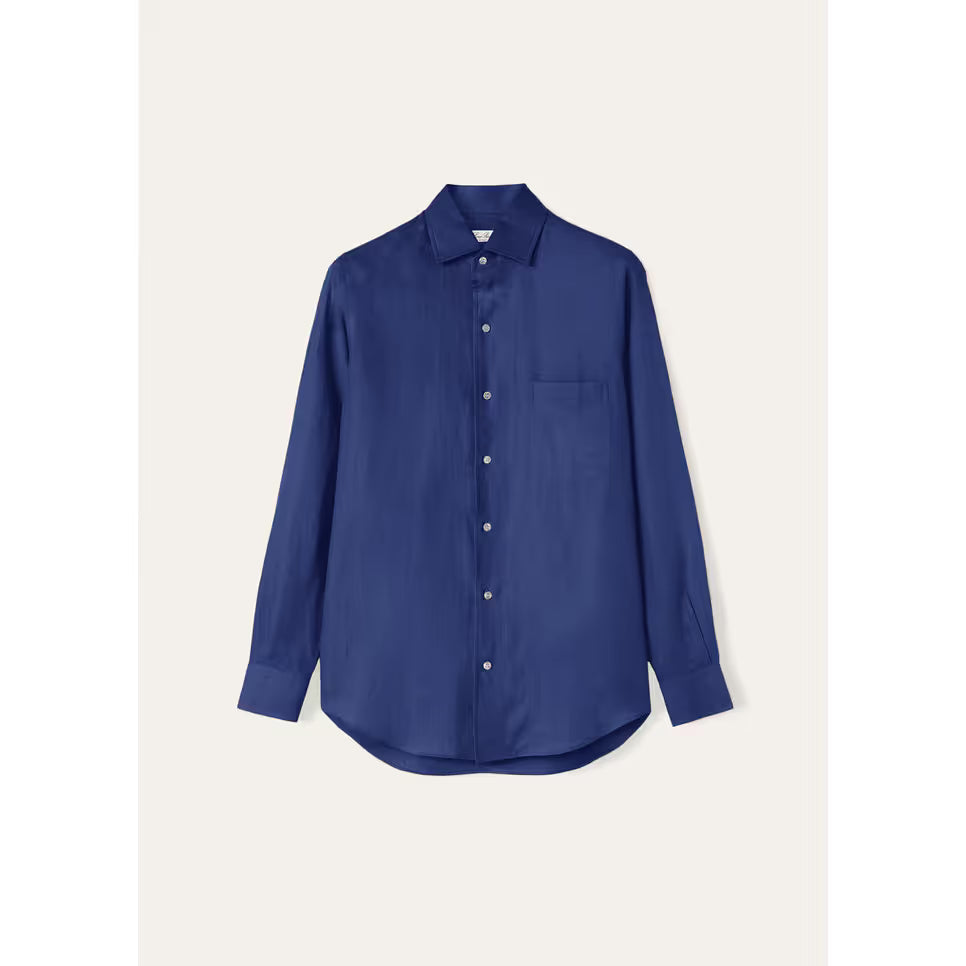 Chemise Loro Piana - André - Lin - Bleu Marine