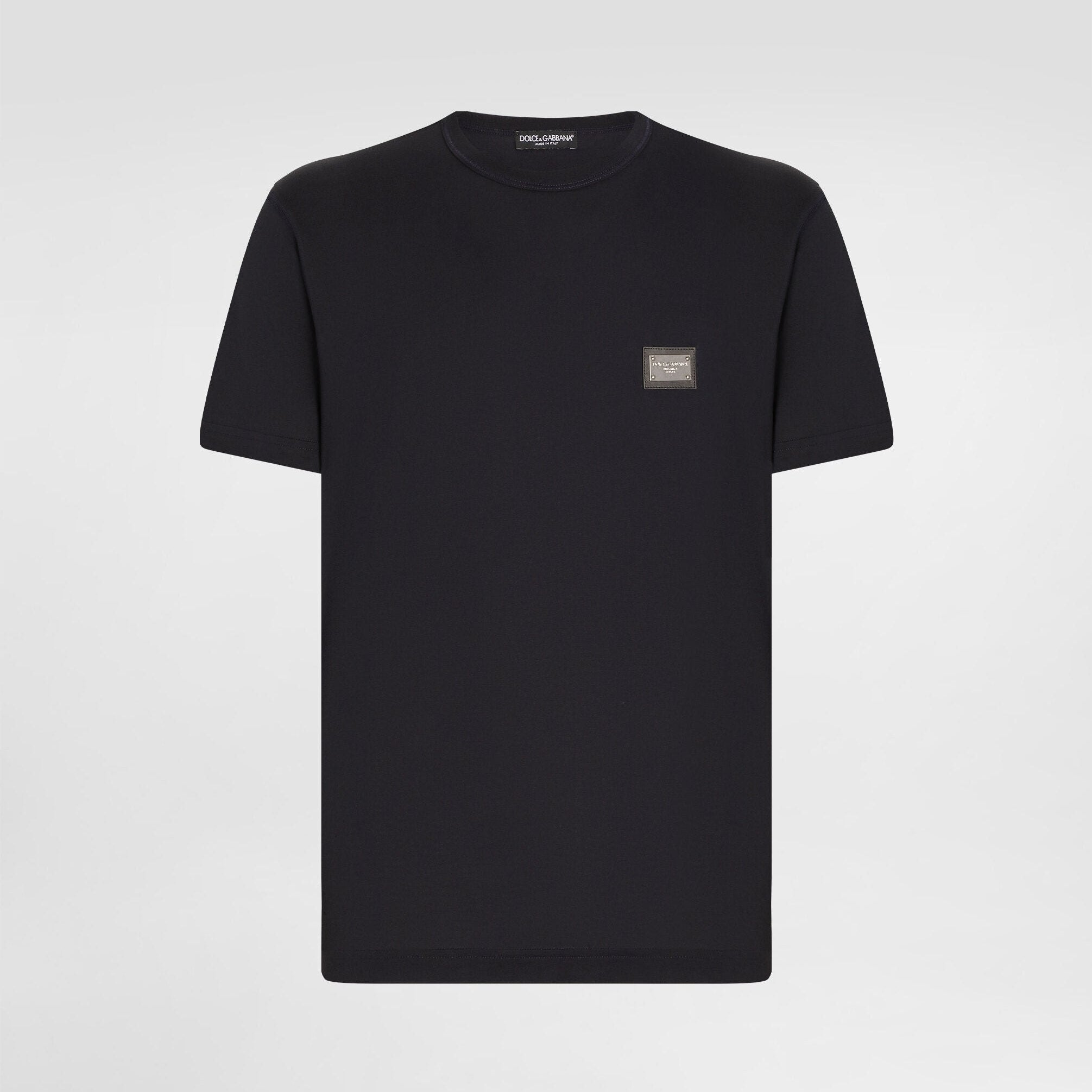 T-shirt Dolce & Gabbana - Coton avec plaquette à logo - Noir