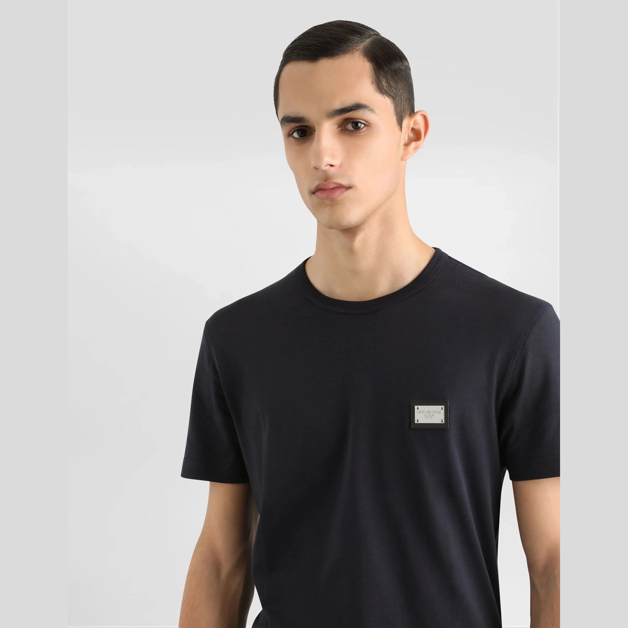 T-shirt Dolce & Gabbana - Coton avec plaquette à logo - Noir