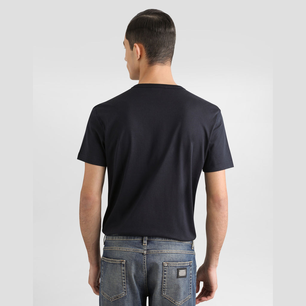 T-shirt Dolce & Gabbana - Coton avec plaquette à logo - Bleu Marine