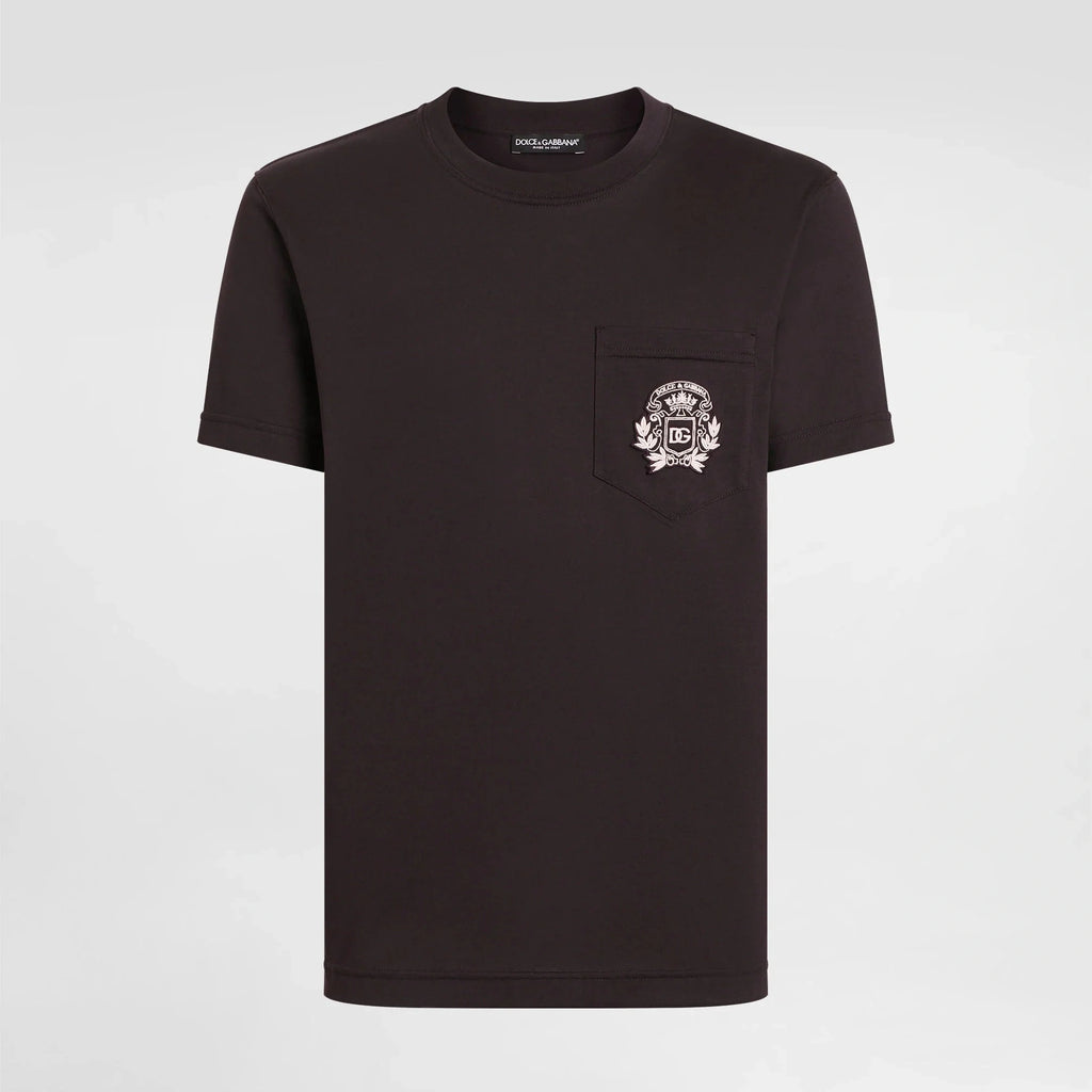 T-Shirt Dolce & Gabbana - Coton à broderie - Marron