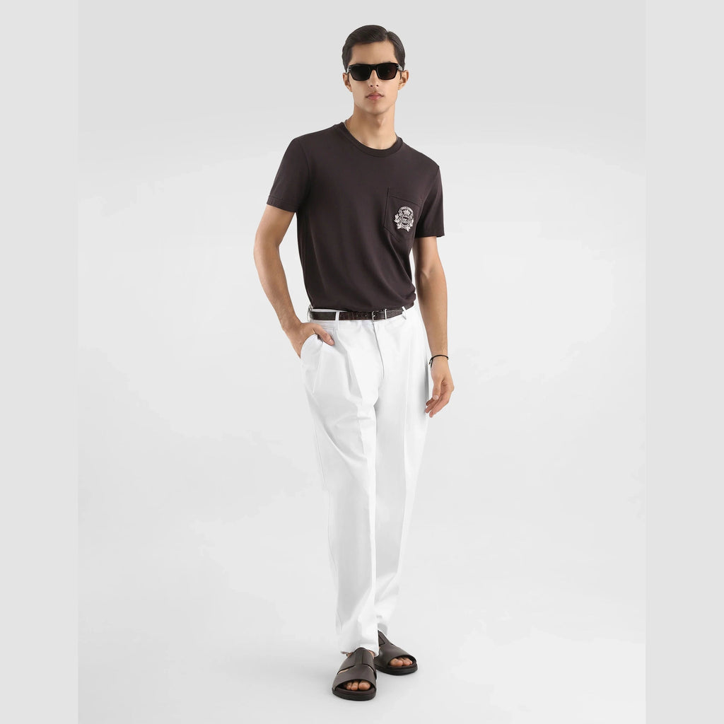 T-Shirt Dolce & Gabbana - Coton à broderie - Marron