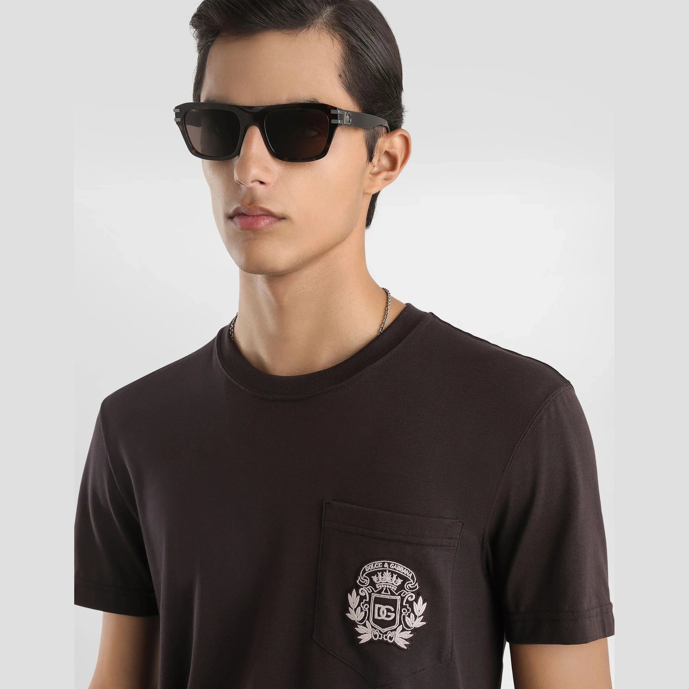 T-Shirt Dolce & Gabbana - Coton à broderie - Marron