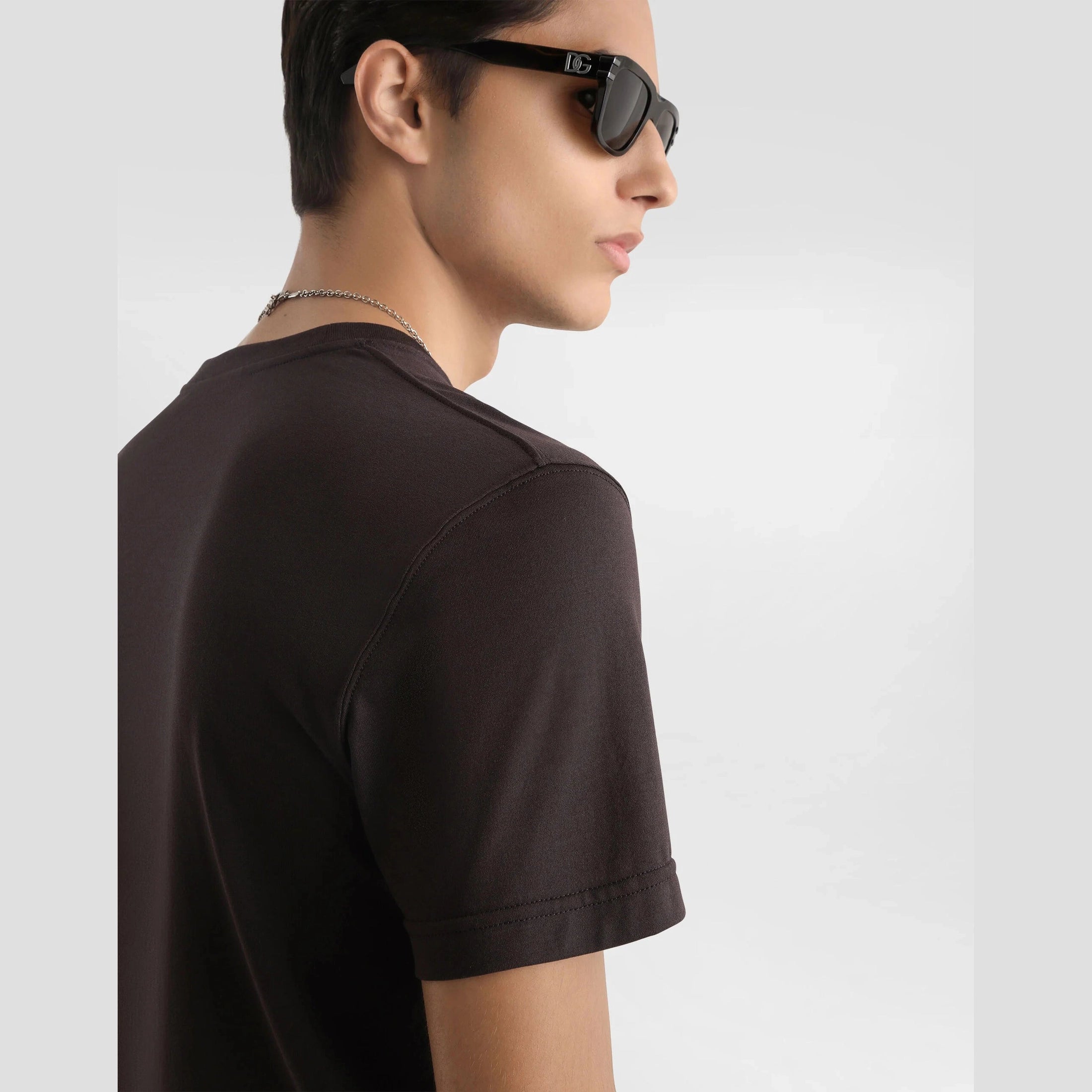 T-Shirt Dolce & Gabbana - Coton à broderie - Marron