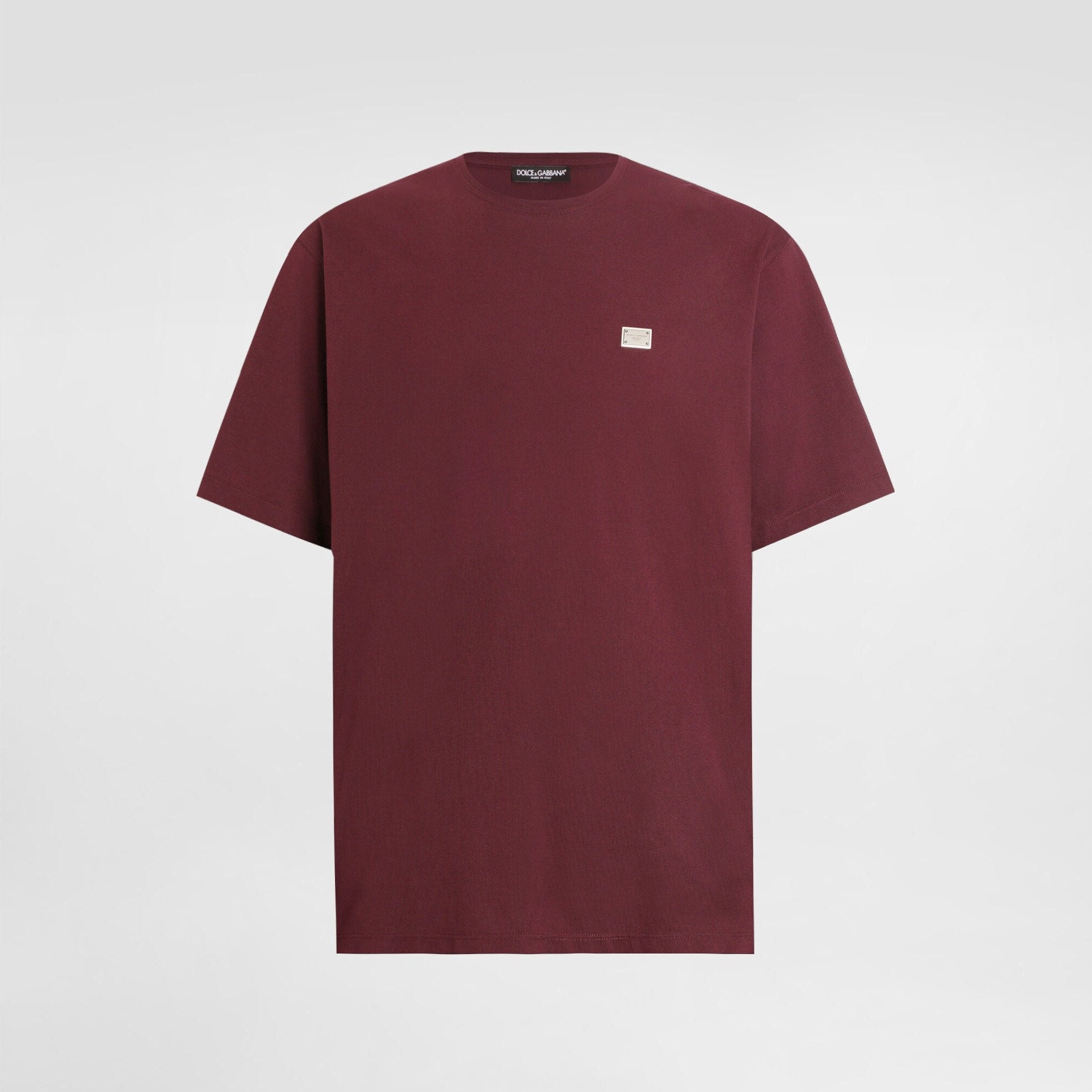 T-shirt Dolce & Gabbana - Coton avec plaquette à logo - Bordeaux