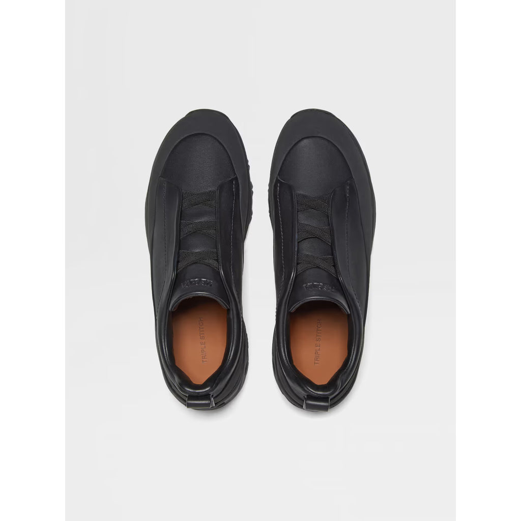 Espadrilles Zegna - Triple Stitch™ - Monte en Cuir et Veau Velours Noir