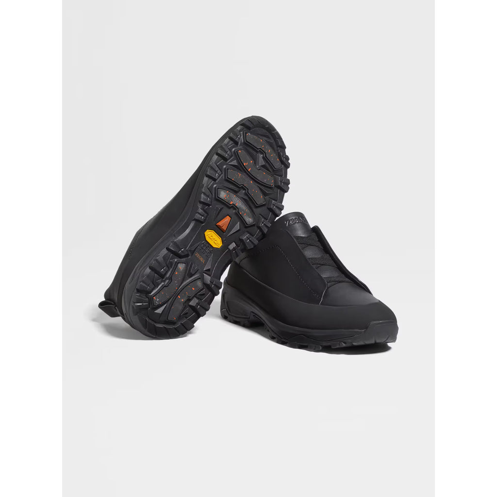 Espadrilles Zegna - Triple Stitch™ - Monte en Cuir et Veau Velours Noir