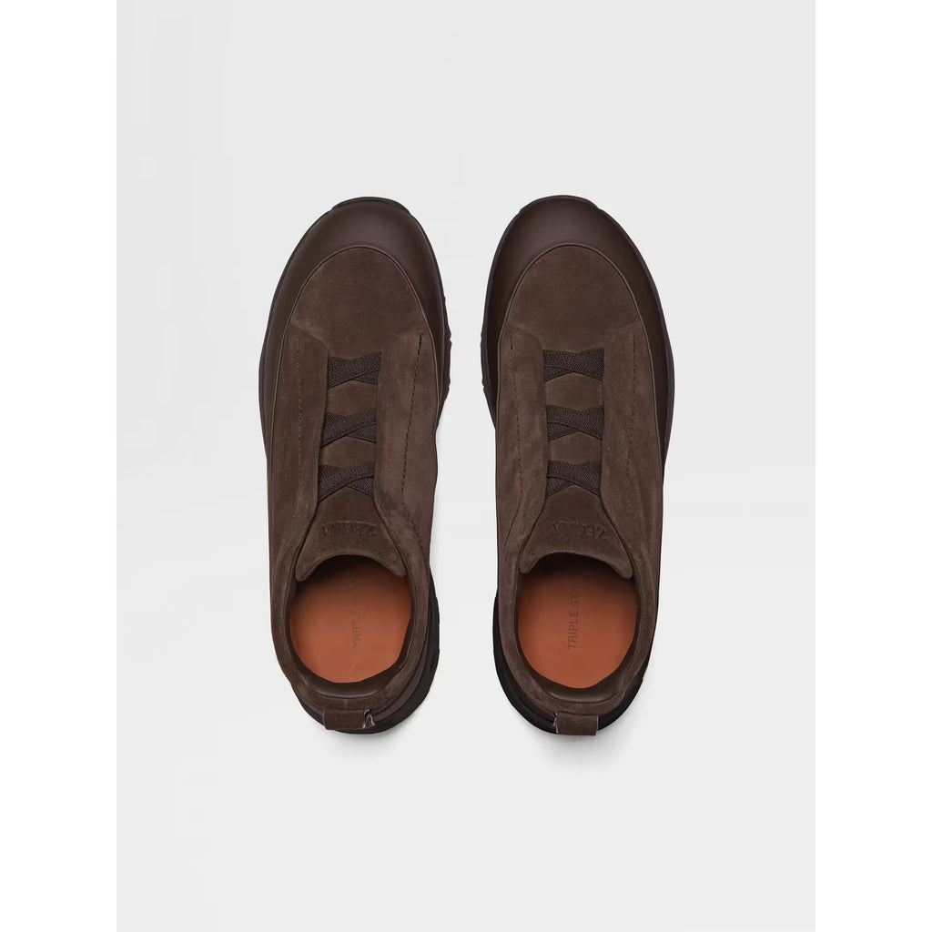 Espadrilles Zegna - Triple Stitch™ - Monte en Cuir et Veau Velours Marron Foncé