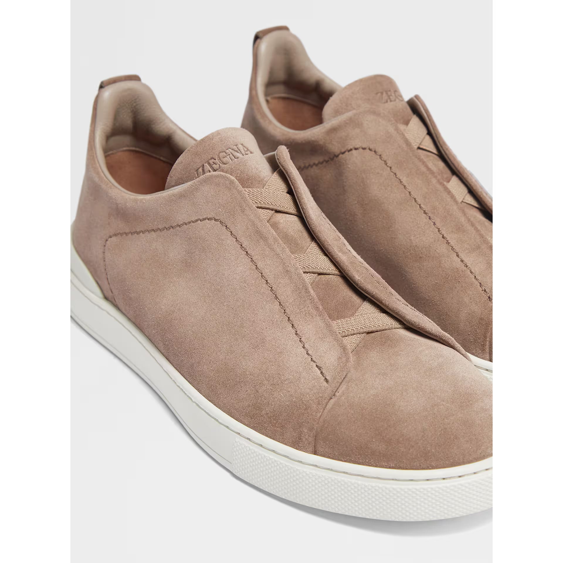 Espadrilles Zegna - Triple Stitch™ - en Veau Velours Beige Foncé