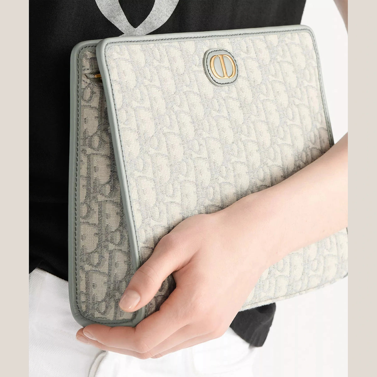 Pochette Dior - Dea 30 Montaigne - Toile jacquard Dior Oblique gris