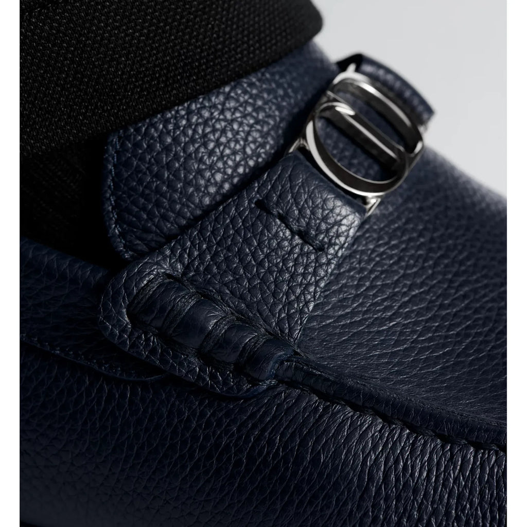 Mocassins Dior - Cuir de veau grainé - Bleu Marine