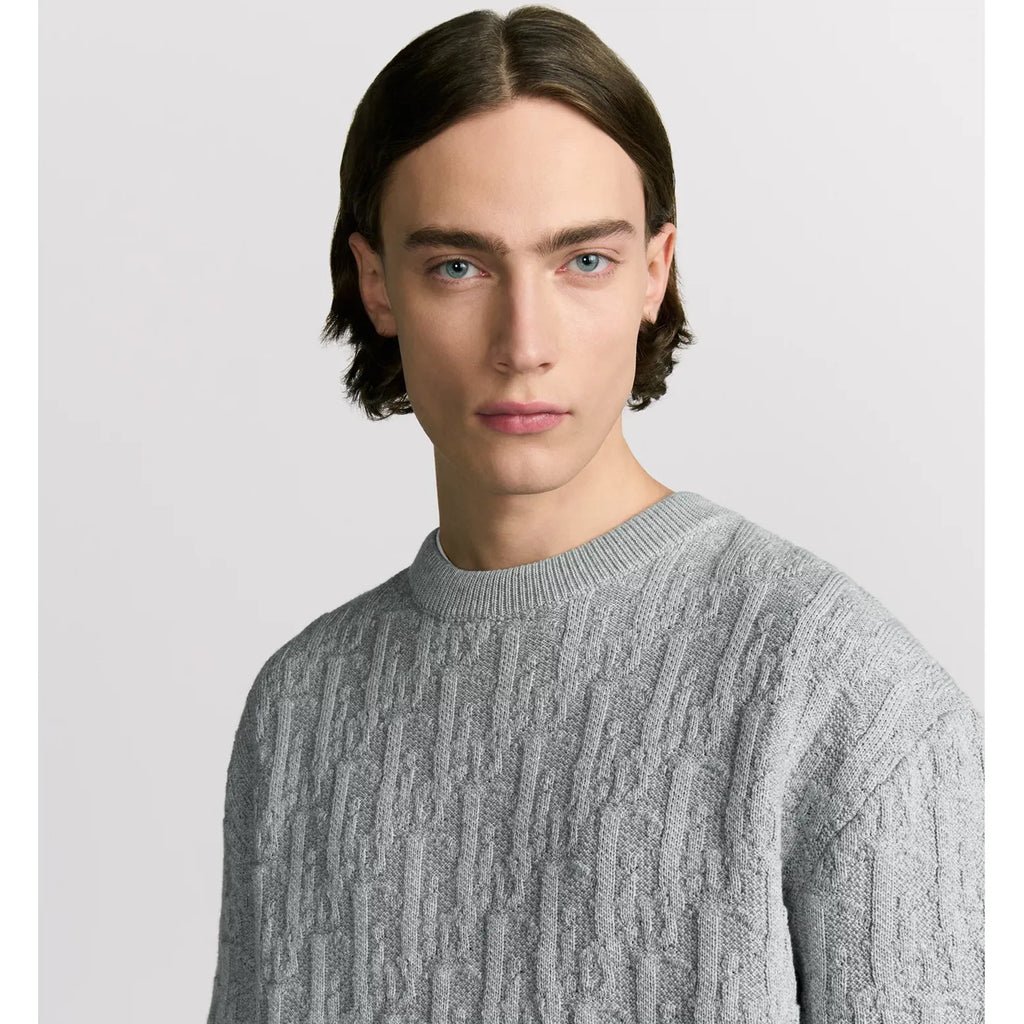 Pull Dior Oblique Jacquard de coton mélangé - Gris