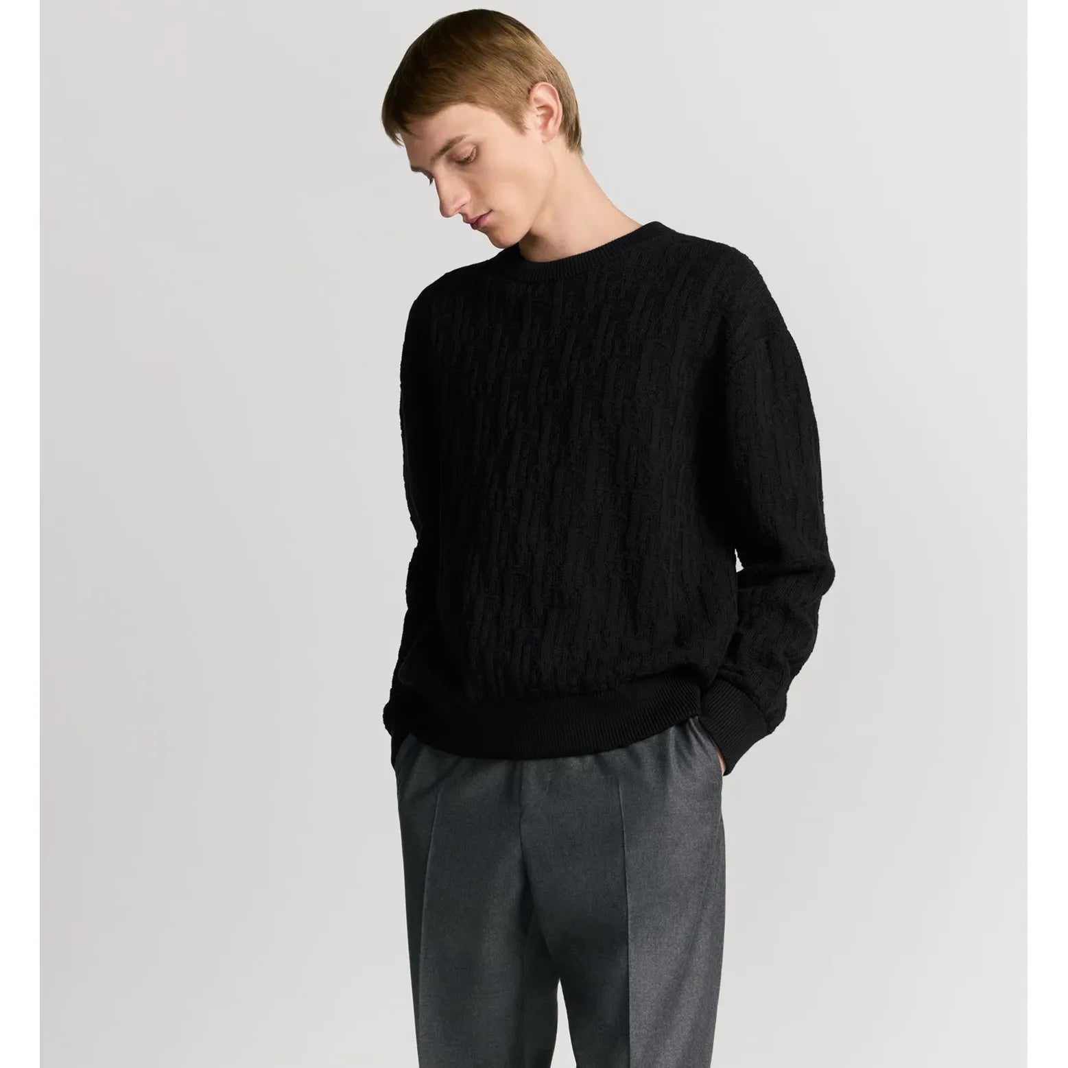 Pull Dior Oblique Jacquard de coton mélangé - Noir