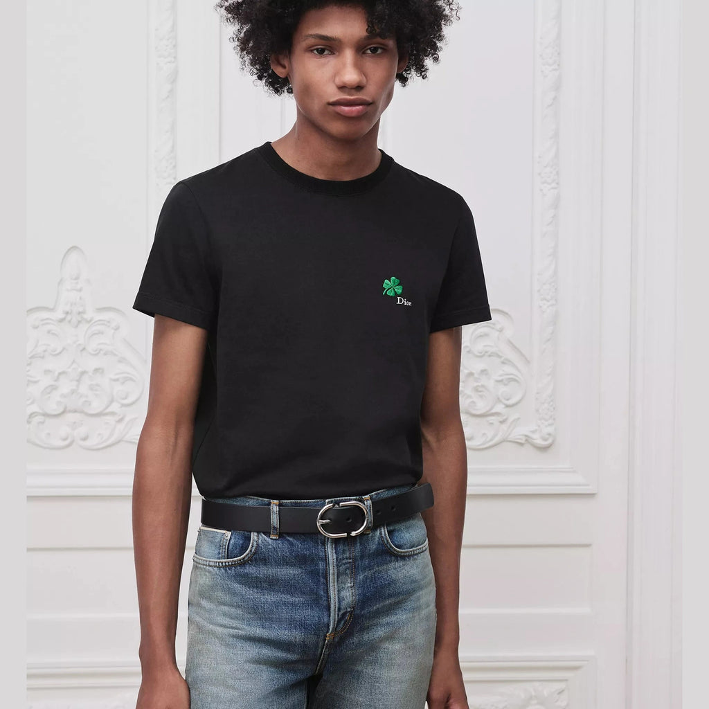 T-Shirt Christian Dior - À broderie Dior Clover - coupe regular - Noir