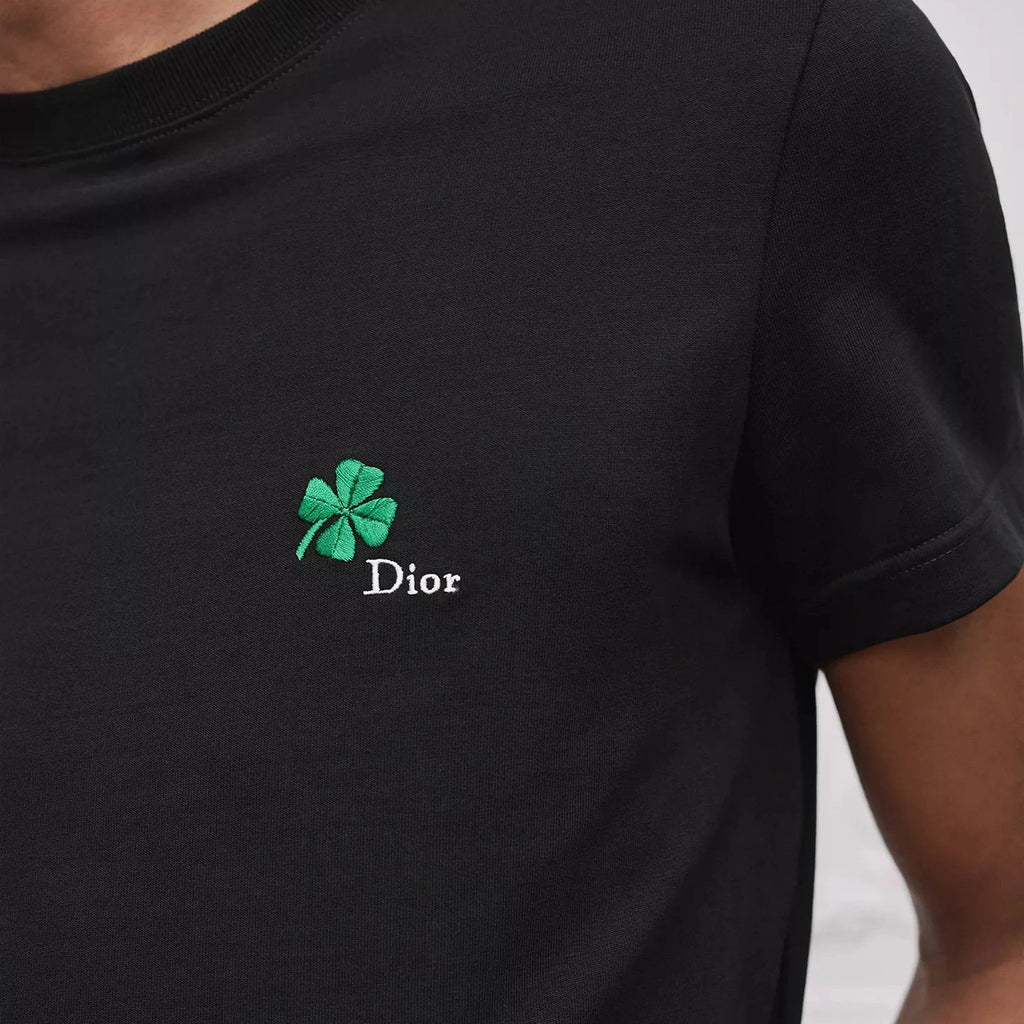 T-Shirt Christian Dior - À broderie Dior Clover - coupe regular - Noir