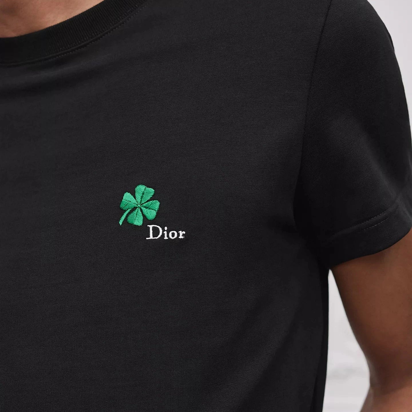 T-Shirt Christian Dior - À broderie Dior Clover - coupe regular - Noir