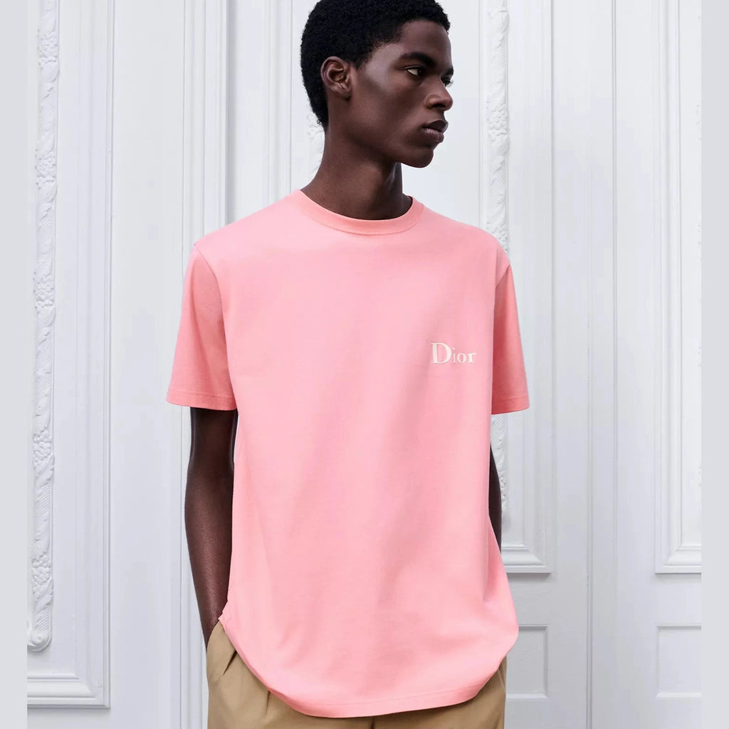 T-Shirt Dior - Logo Brodé - Coupe Relax - Rose