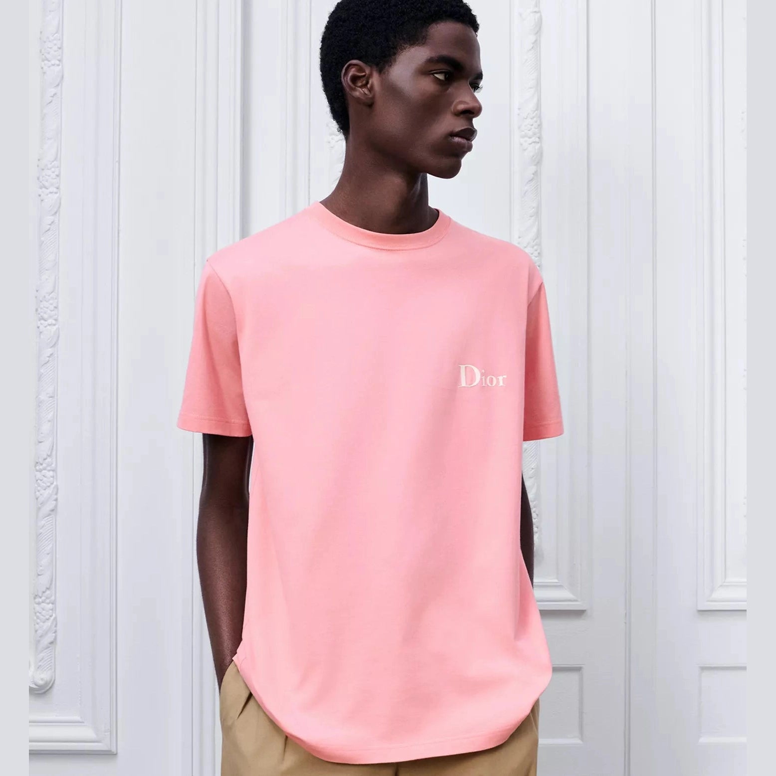 T-Shirt Dior - Logo Brodé - Coupe Relax - Rose
