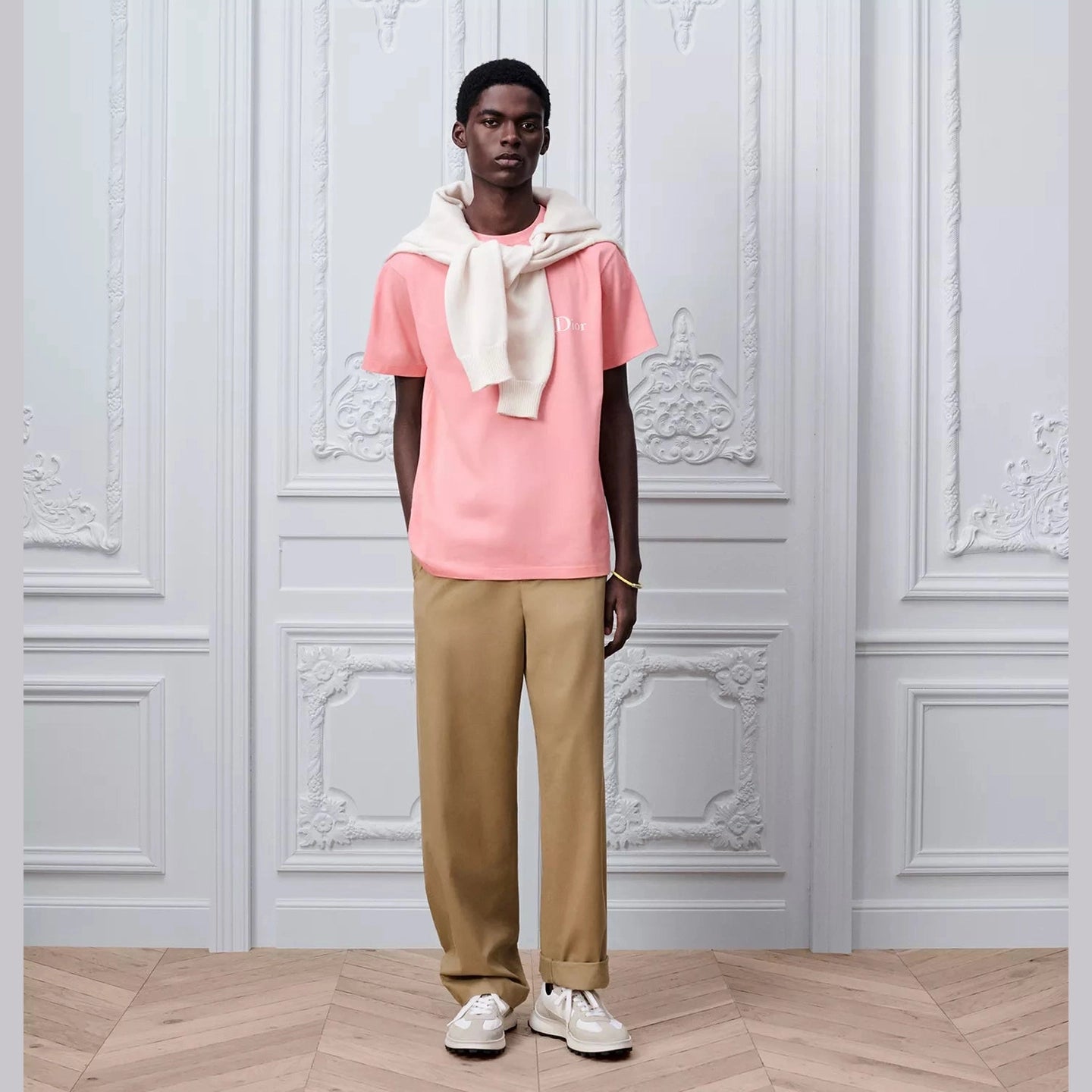 T-Shirt Dior - Logo Brodé - Coupe Relax - Rose