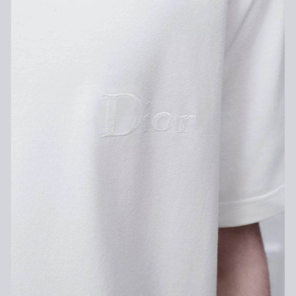 T-Shirt Dior - Logo Brodé - Coupe Relax - Blanc