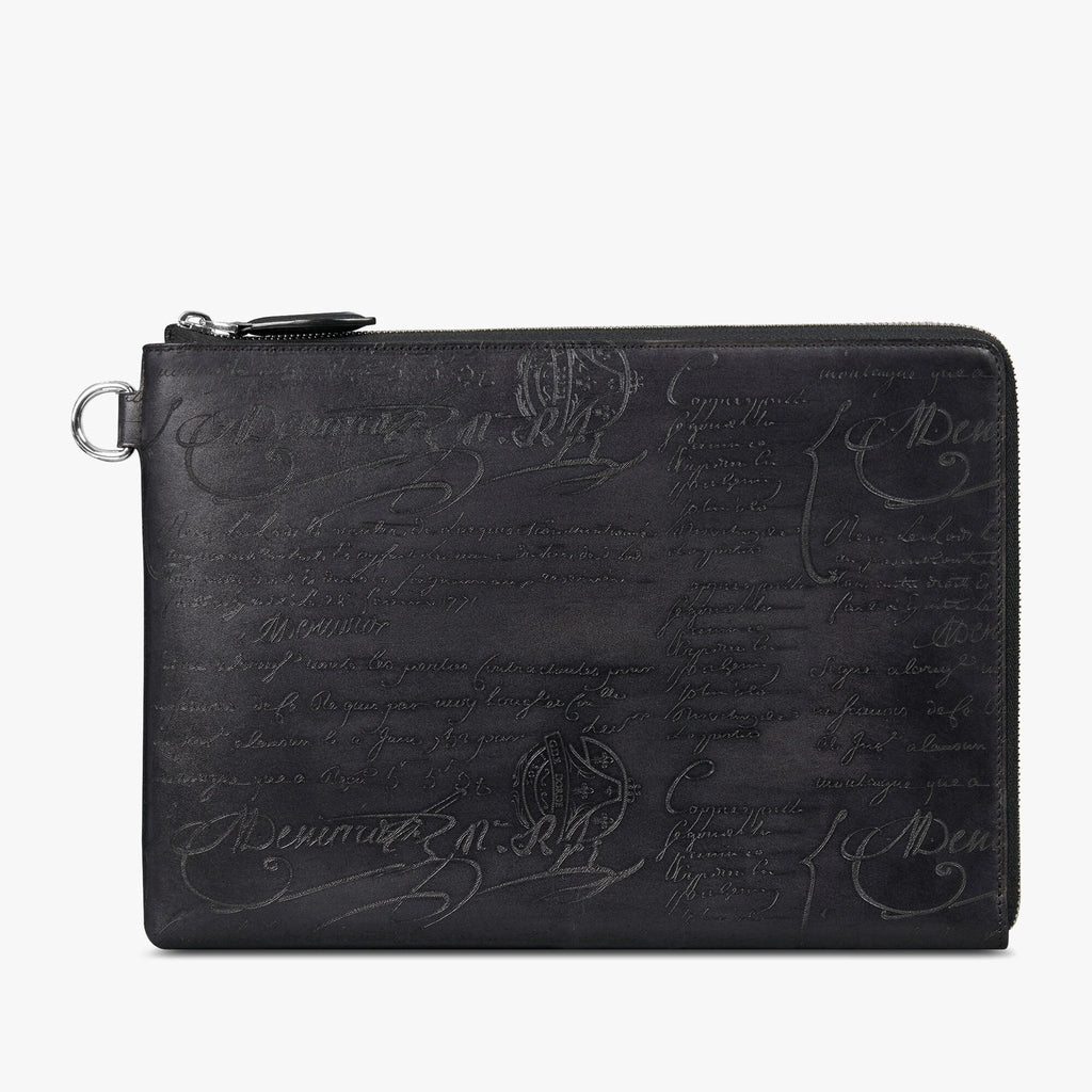 Pochette Berluti - Nino GM SCRITTO en Cuir - Noir