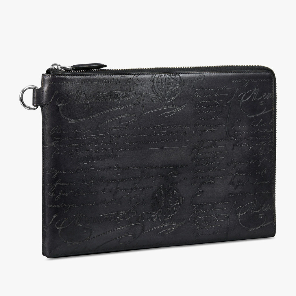 Pochette Berluti - Nino GM SCRITTO en Cuir - Noir
