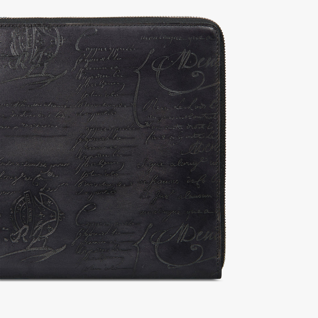 Pochette Berluti - Nino GM SCRITTO en Cuir - Noir