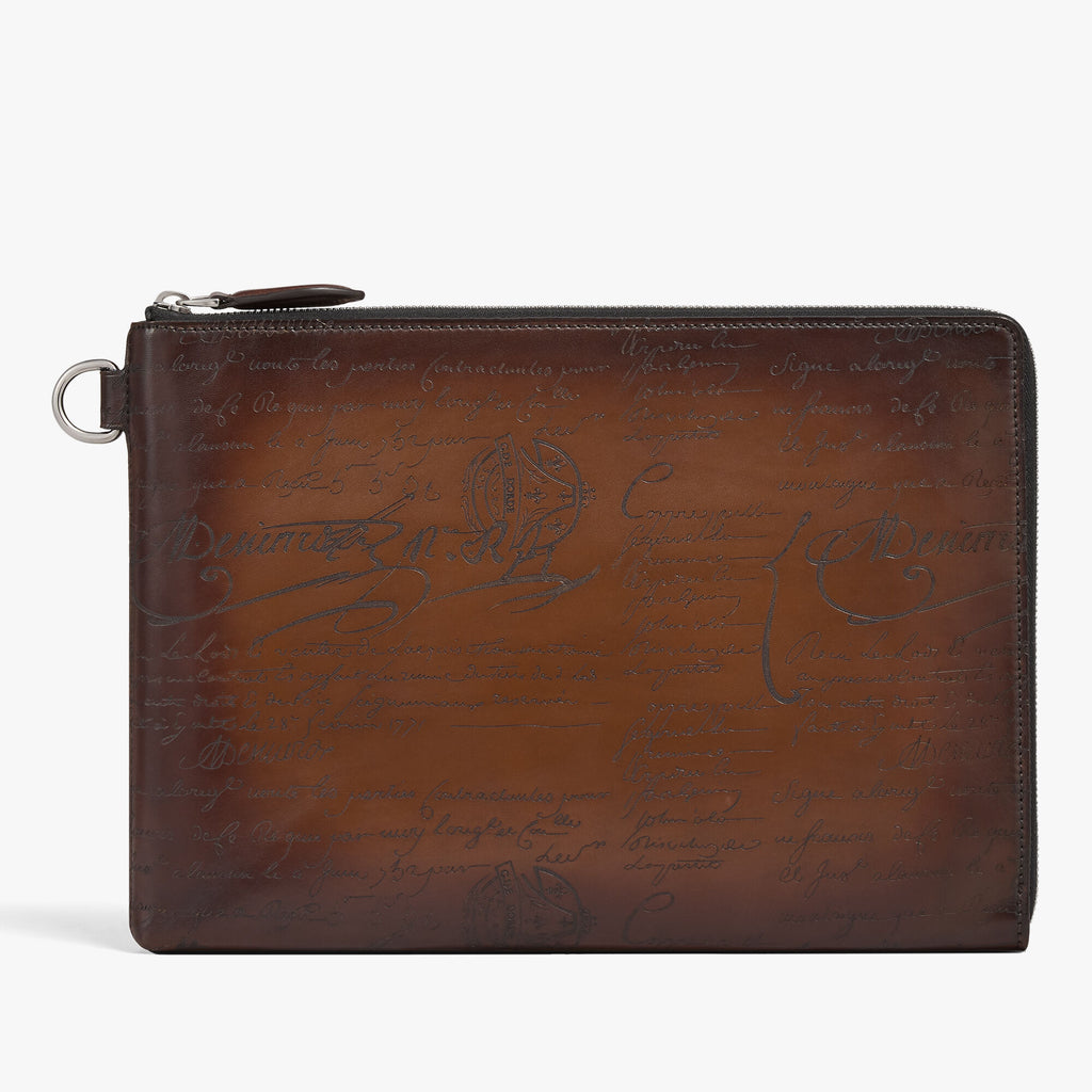 Pochette Berluti - Nino GM SCRITTO en Cuir - Marron