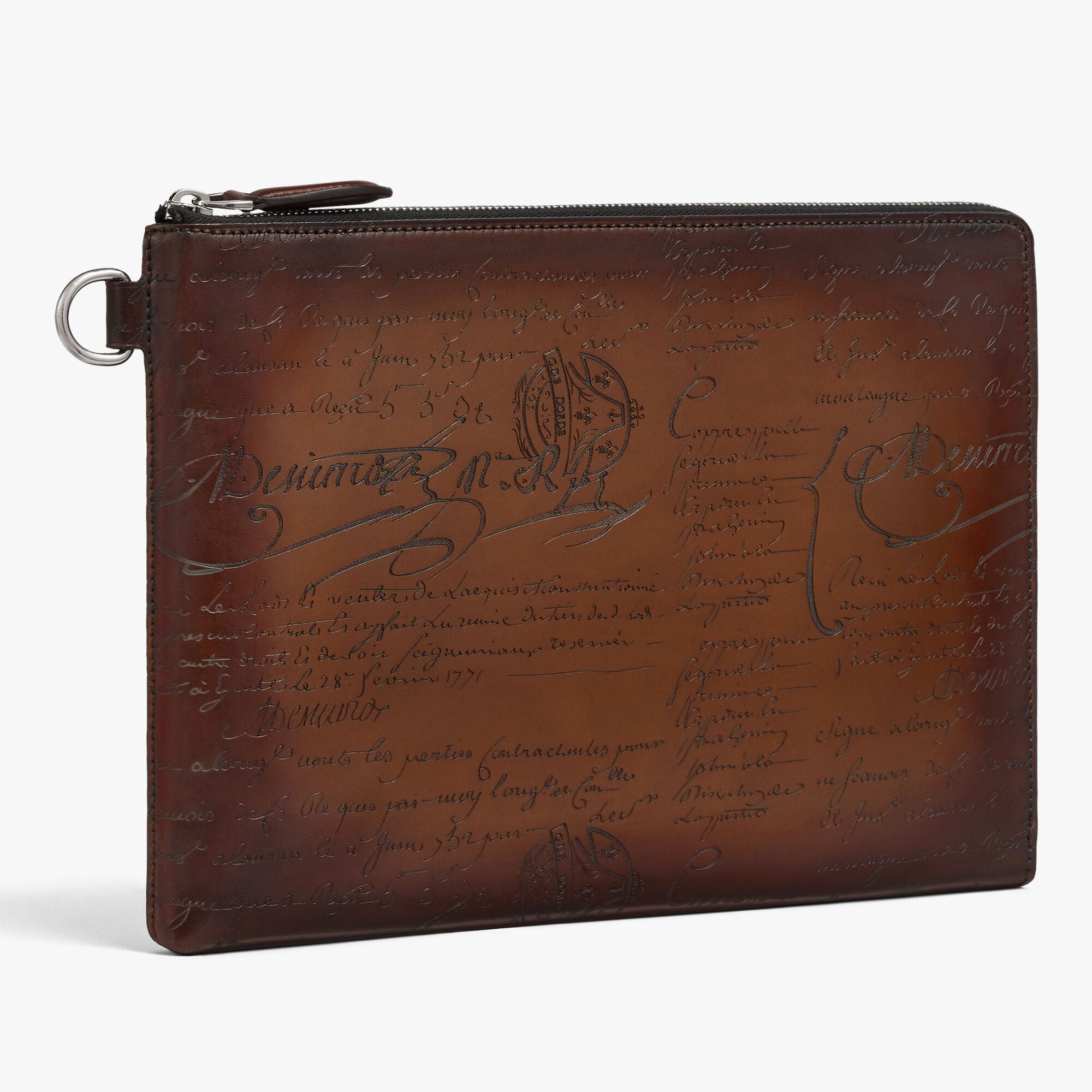 Pochette Berluti - Nino GM SCRITTO en Cuir - Marron